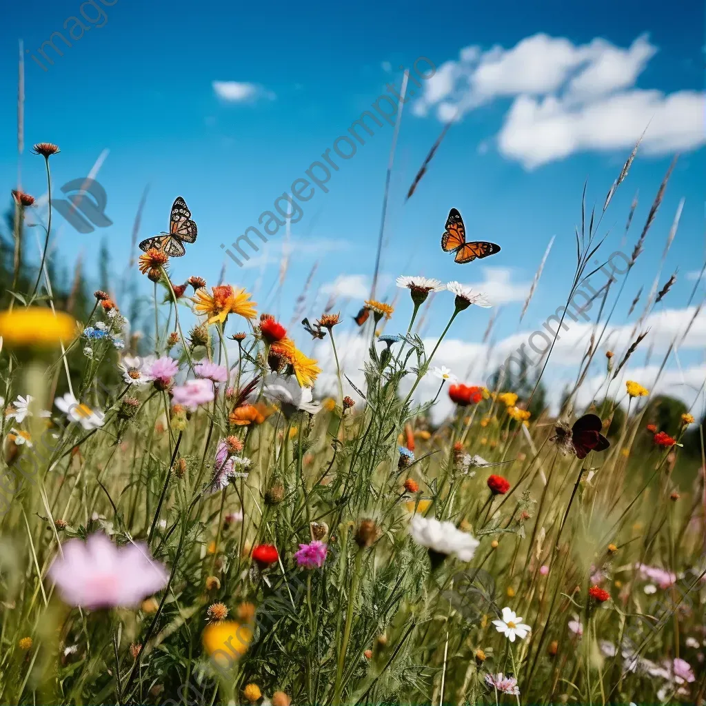 Summer meadow filled with wildflowers and butterflies - Image 1