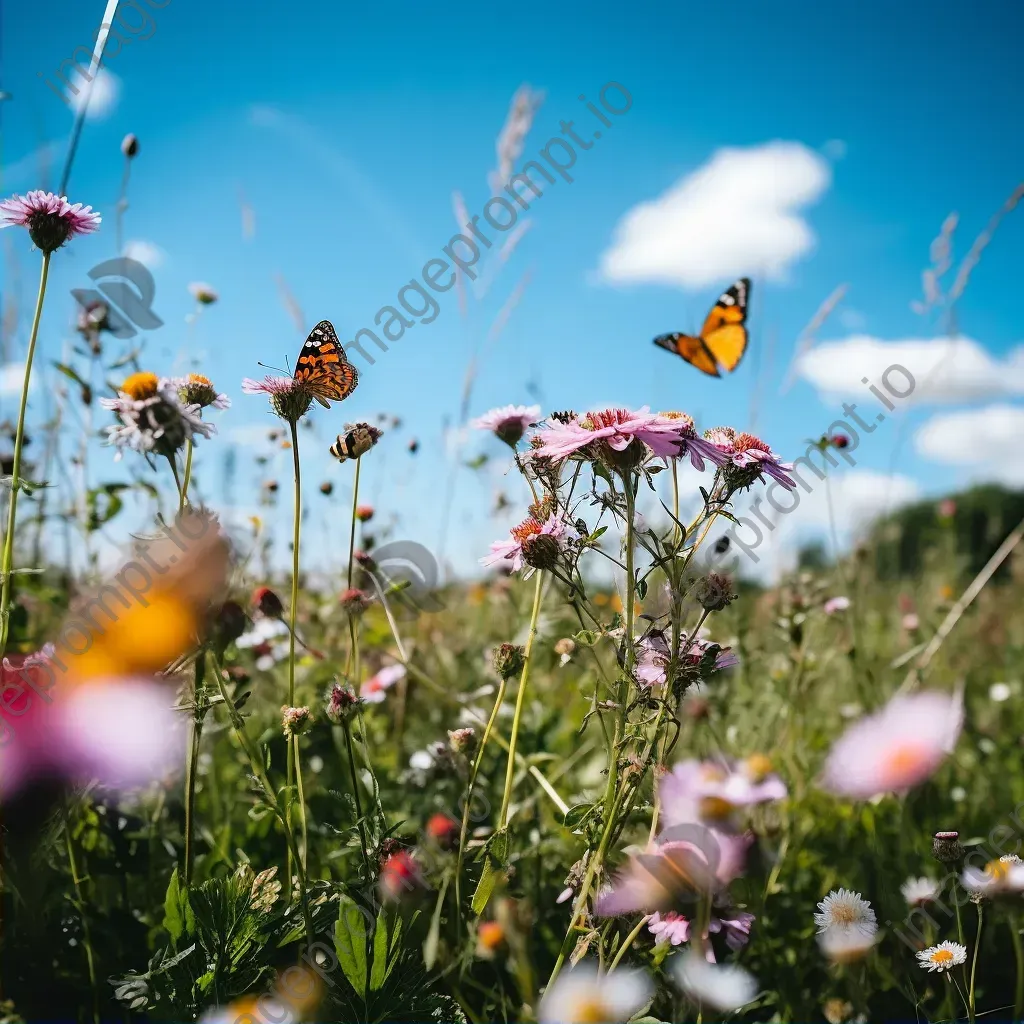 Summer meadow filled with wildflowers and butterflies - Image 2