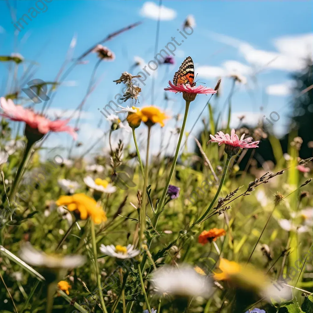 Summer meadow filled with wildflowers and butterflies - Image 3