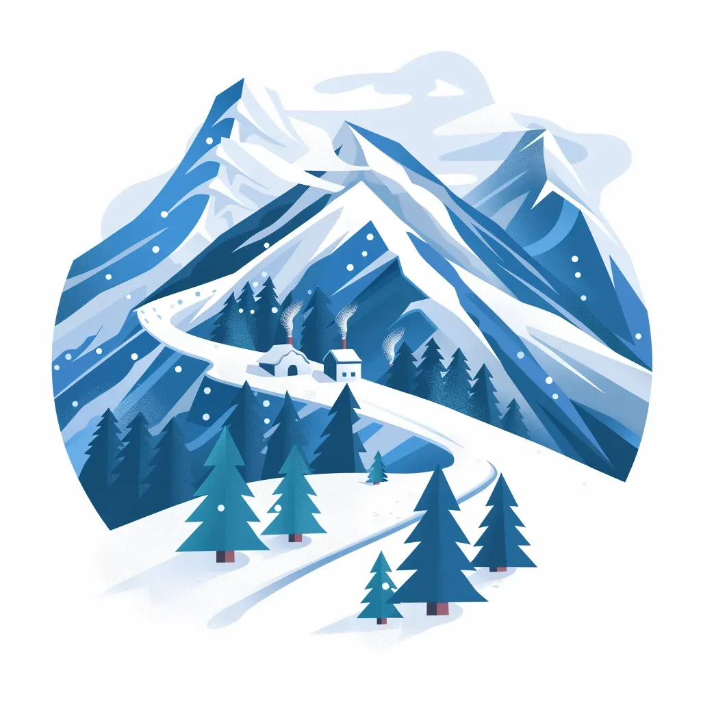 Ski Resort Logo with Snowy Mountains