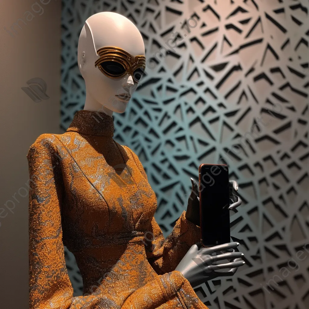 Close-up of a mannequin wearing high-fashion attire in a boutique setting. - Image 3