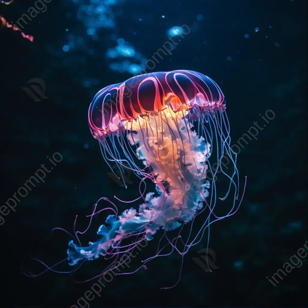 Bioluminescent jellyfish in the deep ocean - Image 1