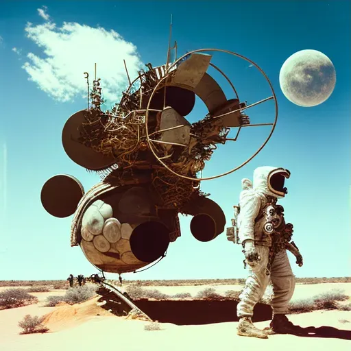 Astronaut standing on barren alien landscape with spaceship - Image 3