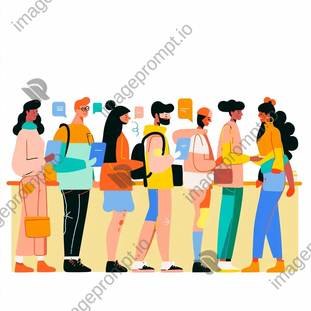 Colorful diverse group using devices for registration - Image 2