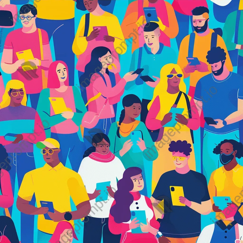 Colorful diverse group using devices for registration - Image 3