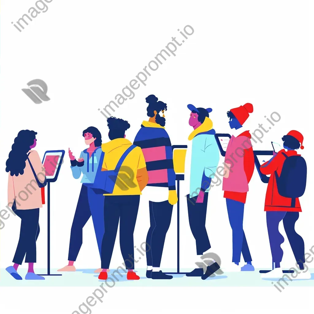 Colorful diverse group using devices for registration - Image 4