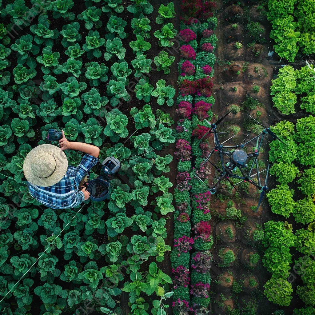 Urban farmers operating smart irrigation systems and drones. - Image 2