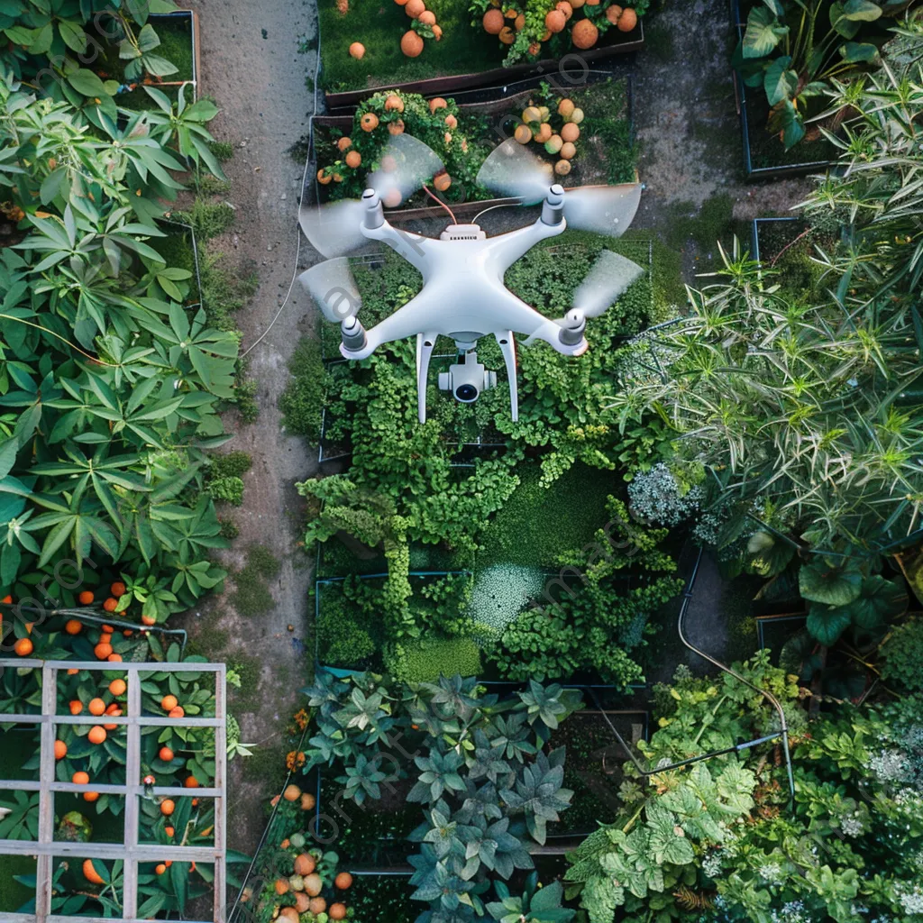 Urban farmers operating smart irrigation systems and drones. - Image 3