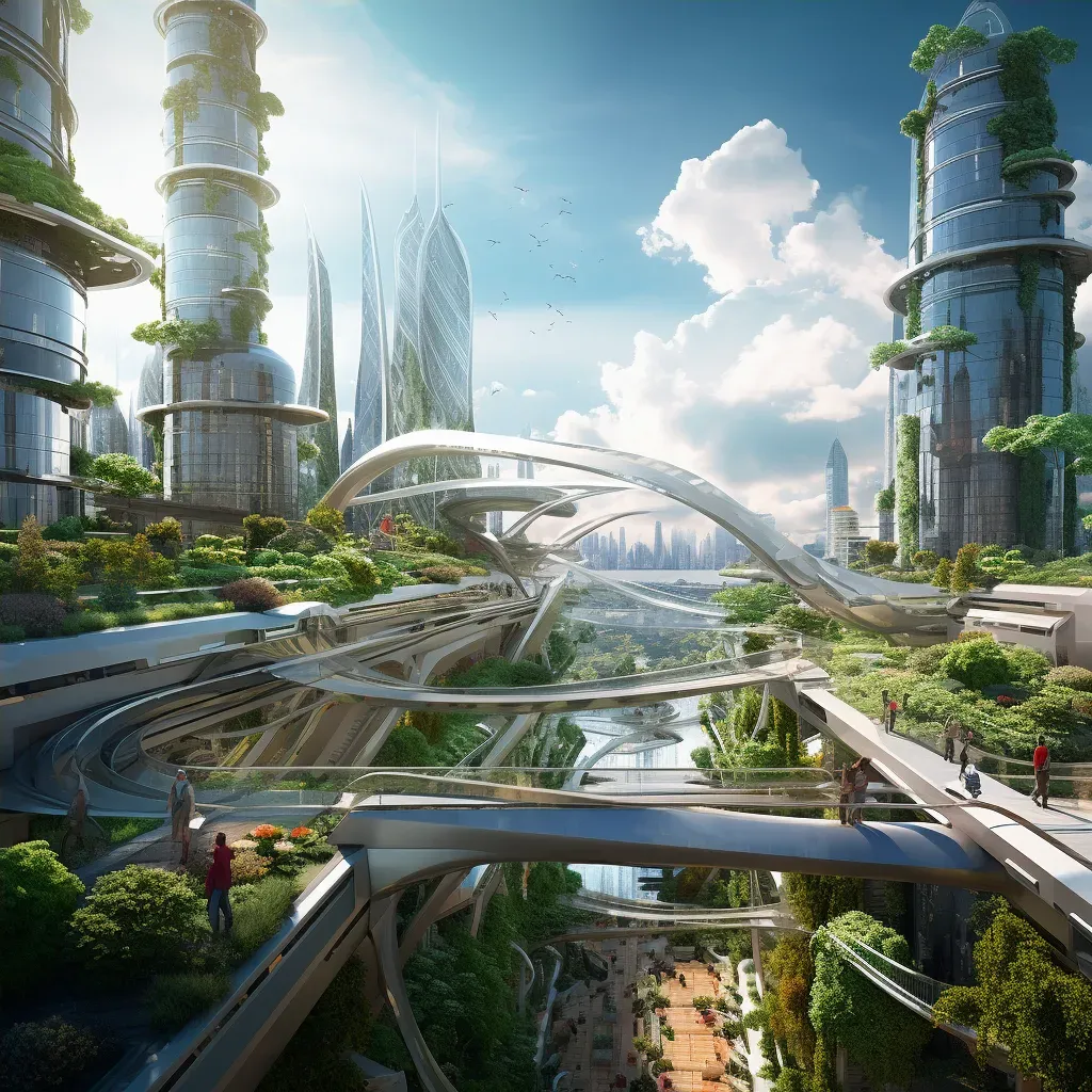 Futuristic urban skyline with vertical gardens - Image 4