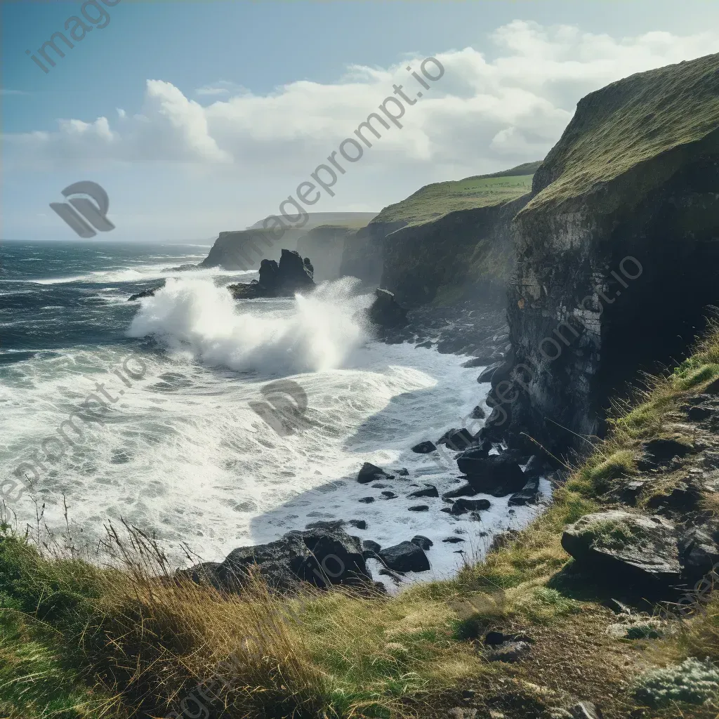 Coastal cliffs overlooking the ocean with crashing waves below - Image 4