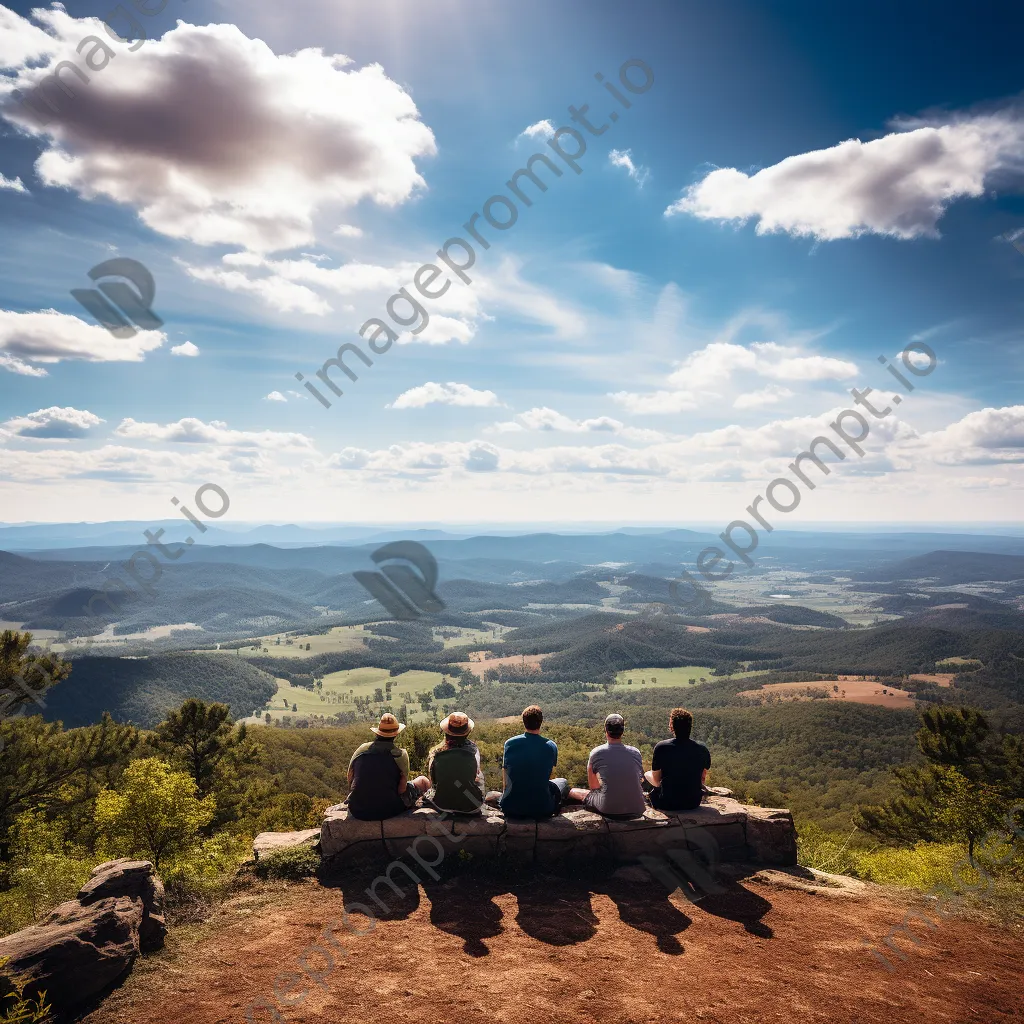 A group of friends relaxing at a scenic overlook - Image 3