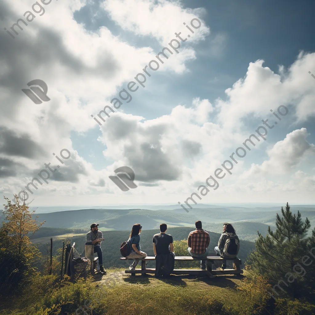 A group of friends relaxing at a scenic overlook - Image 4