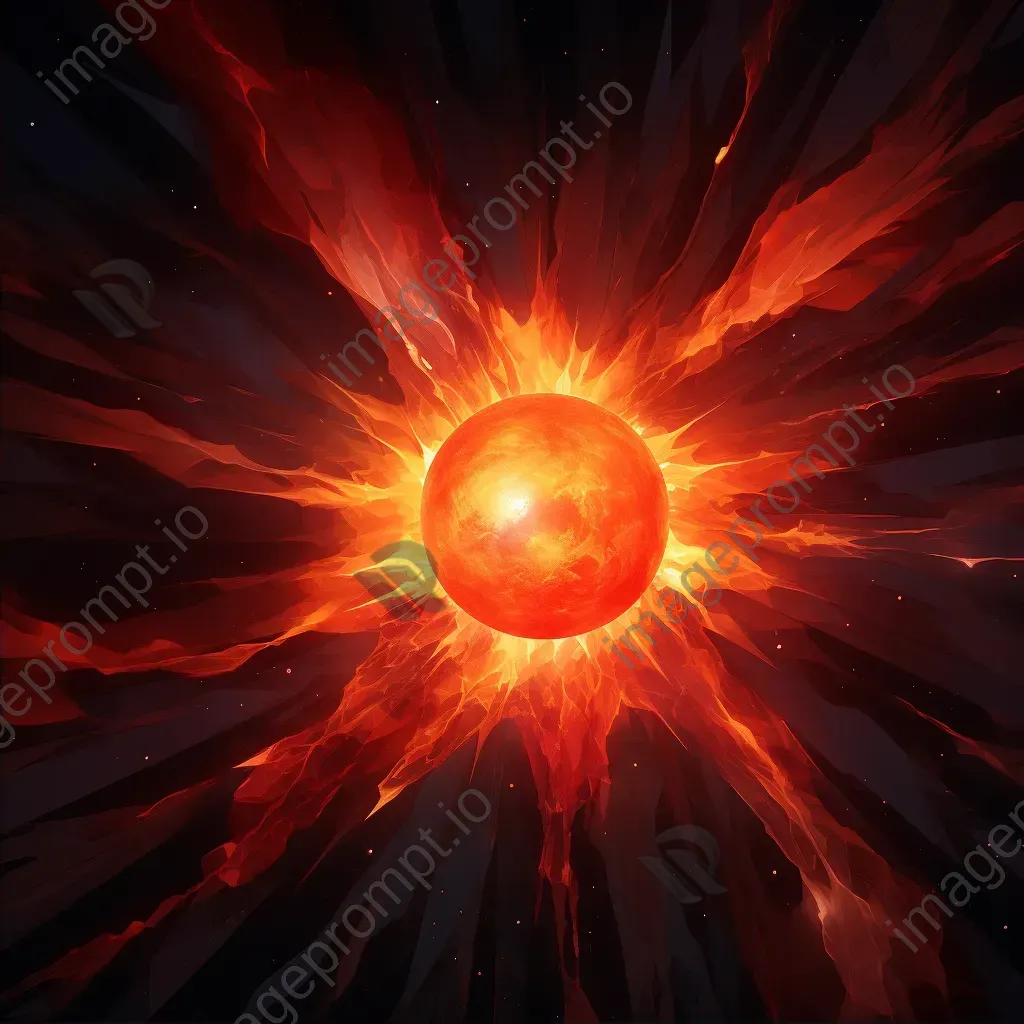 Low poly representation of a solar flare erupting against a dark space background - Image 2