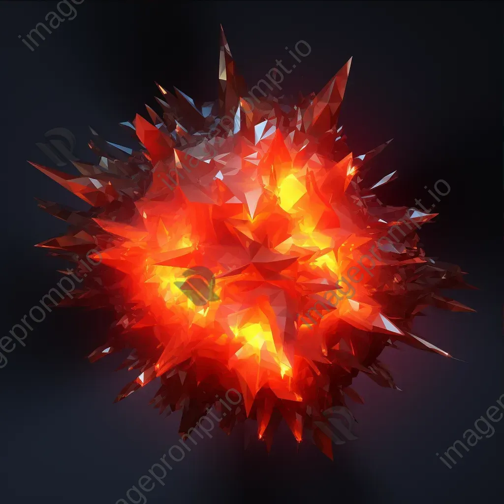 Low poly representation of a solar flare erupting against a dark space background - Image 3