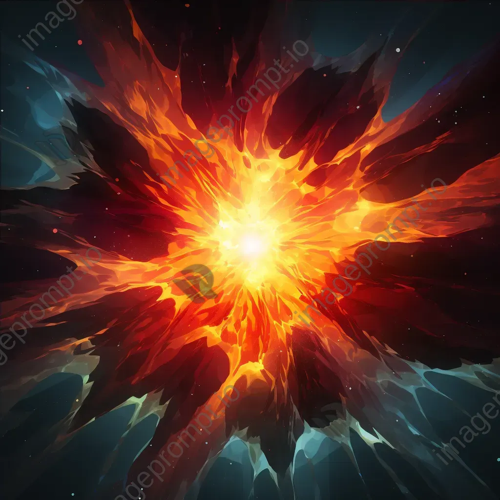 Low poly representation of a solar flare erupting against a dark space background - Image 4