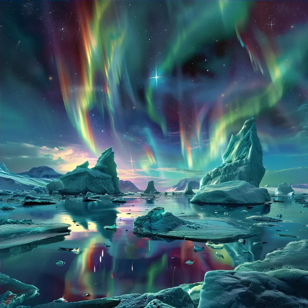 Dreamlike Arctic with Aurora Sky