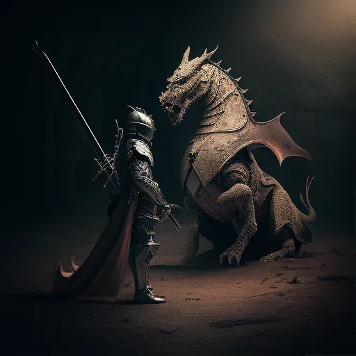 Knight facing dragon in epic battle - Image 1