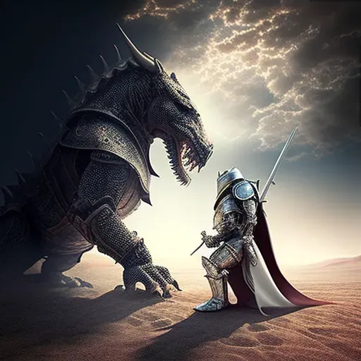 Knight facing dragon in epic battle - Image 3