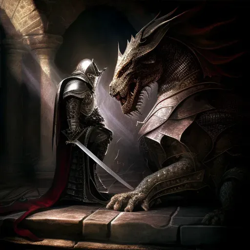 Knight facing dragon in epic battle - Image 4