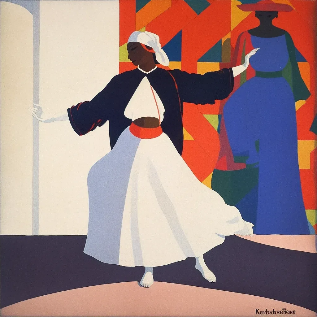 Woman in Indian dress dancing with shadow of British soldier - Image 2