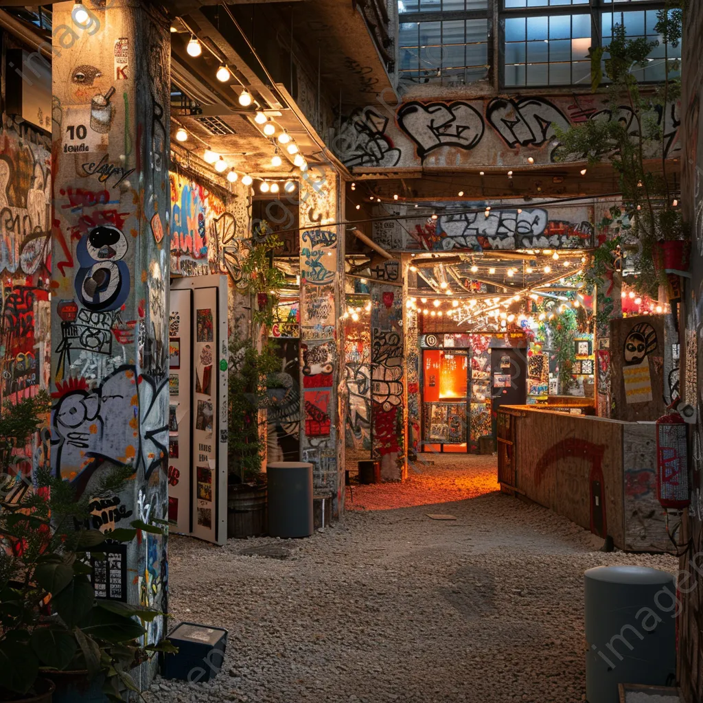 Street art installation using graffiti and recycled materials - Image 1