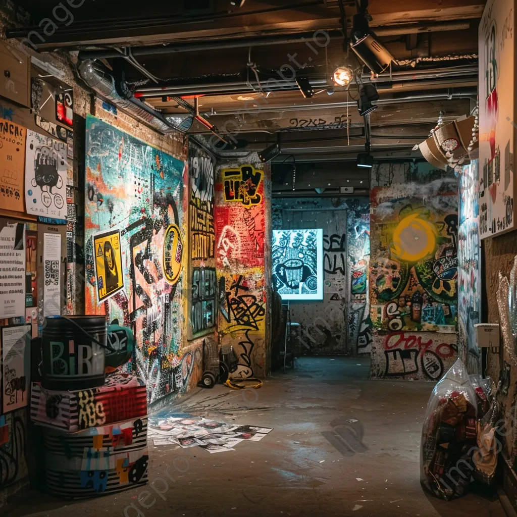 Street art installation using graffiti and recycled materials - Image 2