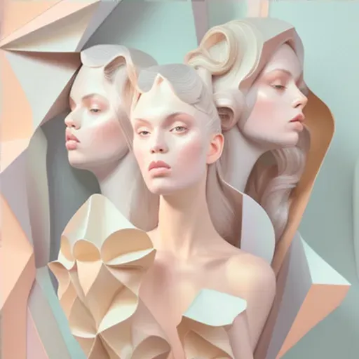 Abstract shapes design in muted pastel colors - Image 4