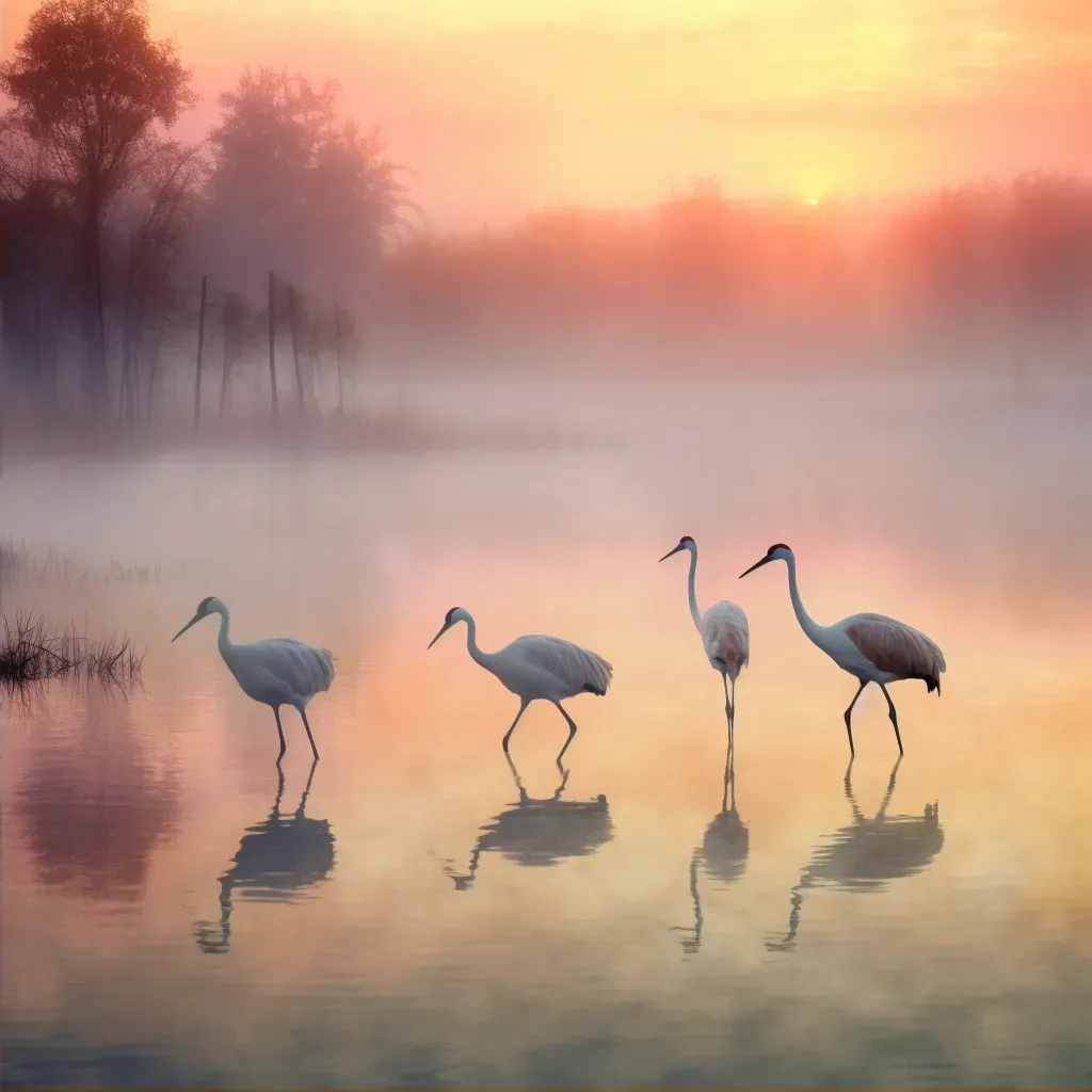 cranes at sunrise - Image 2