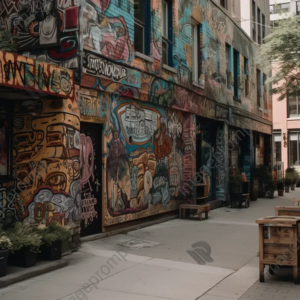 Downtown street scene with eclectic storefronts on Fujifilm GFX 100S - Image 1