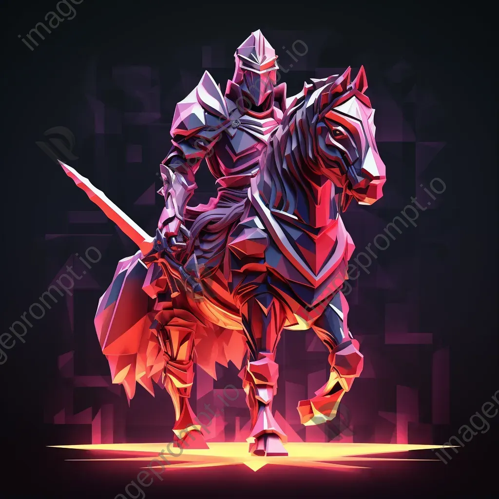 Low-poly knight with neon lighting. - Image 1