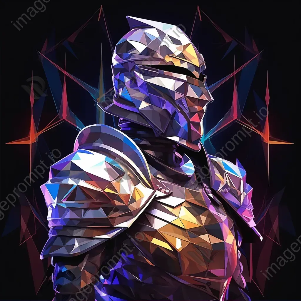 Low-poly knight with neon lighting. - Image 2