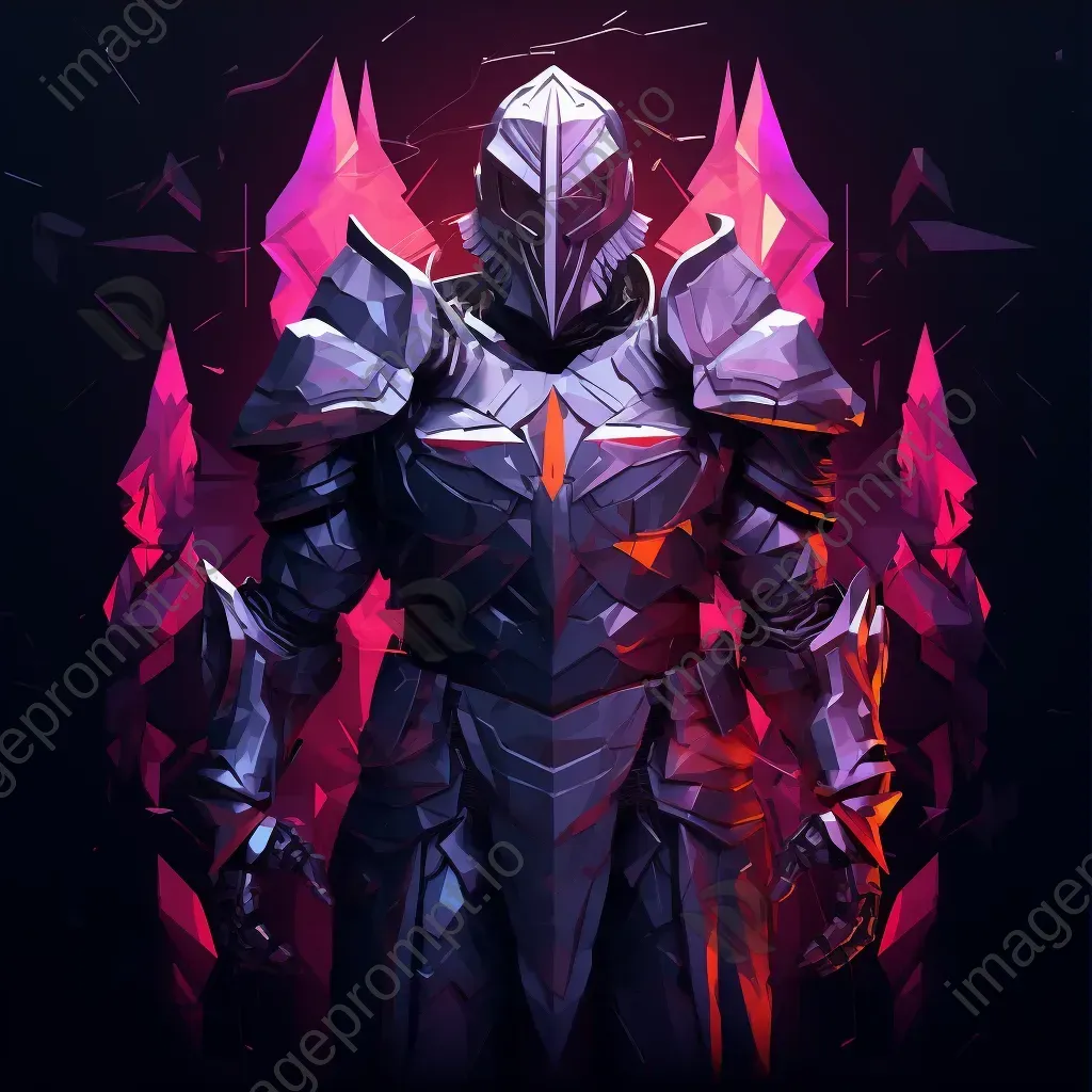 Low-poly knight with neon lighting. - Image 3