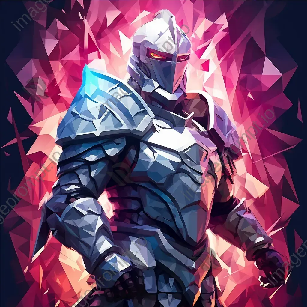 Low-poly knight with neon lighting. - Image 4