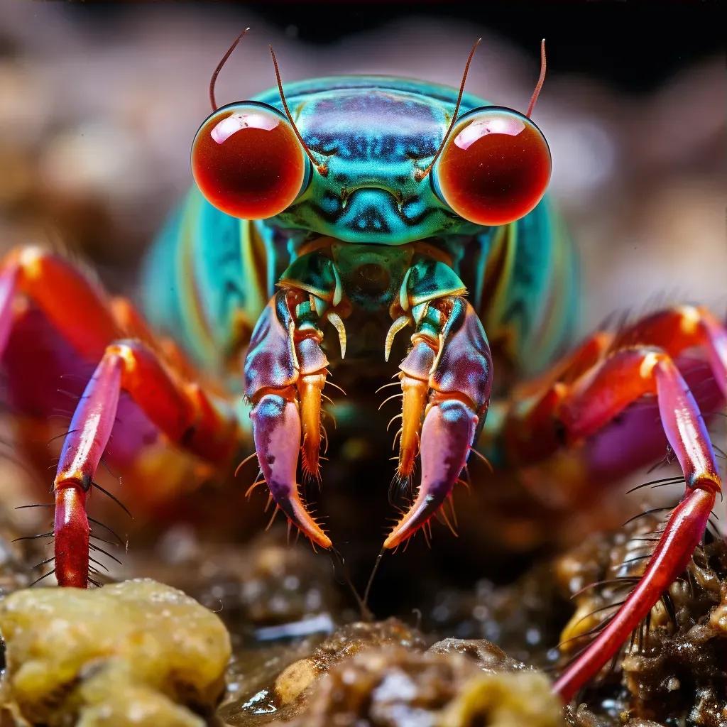 Mantis shrimp in its burrow in detailed view - Image 3