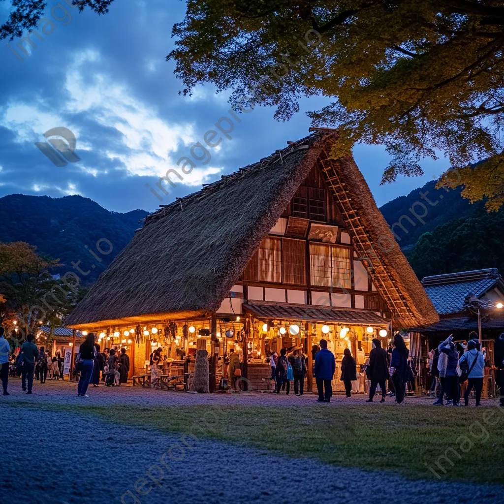 Thatched-roof building at cultural heritage event - Image 2