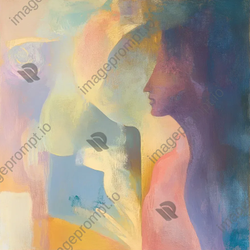 Abstract rendition of a dream in soft pastel shades with fluid forms - Image 2