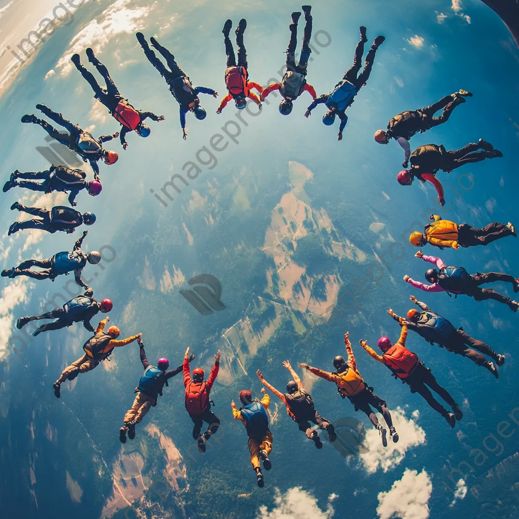 Skydivers creating formation in mid-air - Image 2