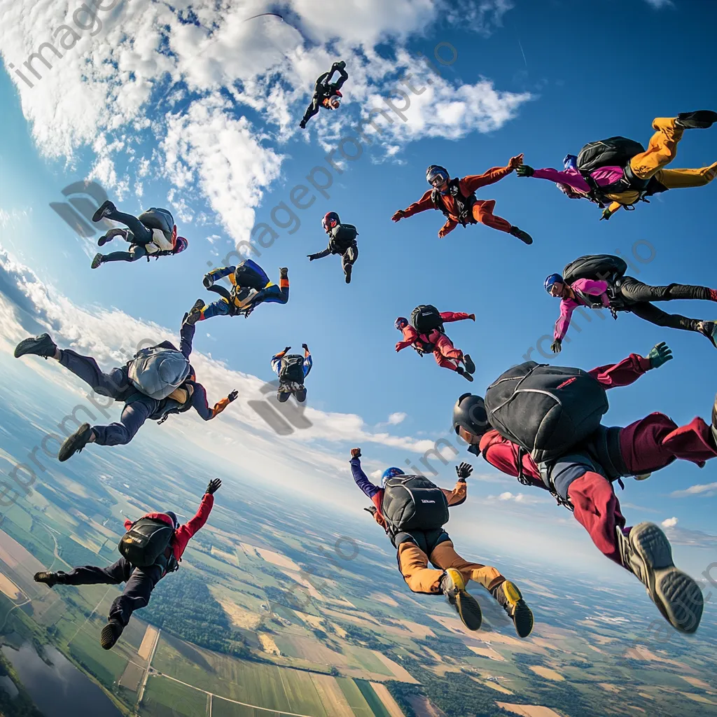 Skydivers creating formation in mid-air - Image 3