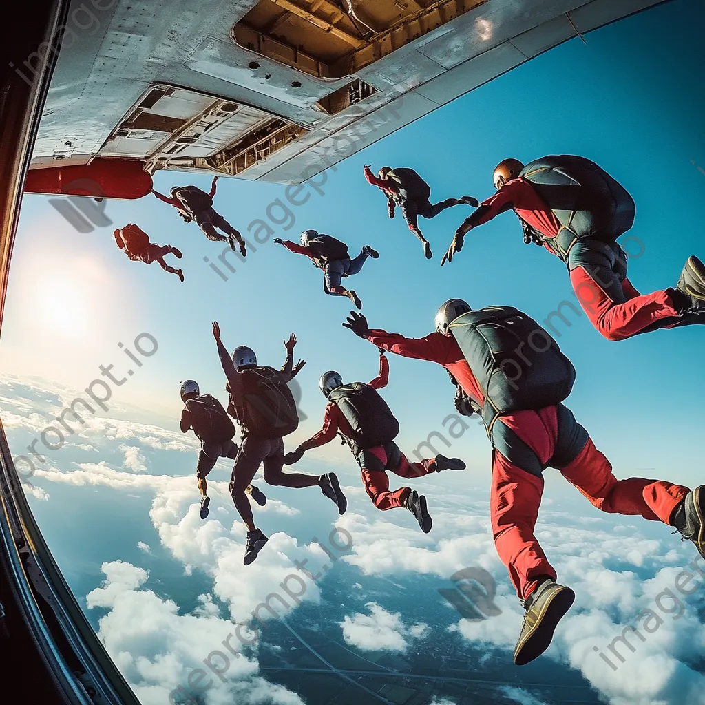 Skydivers creating formation in mid-air - Image 4