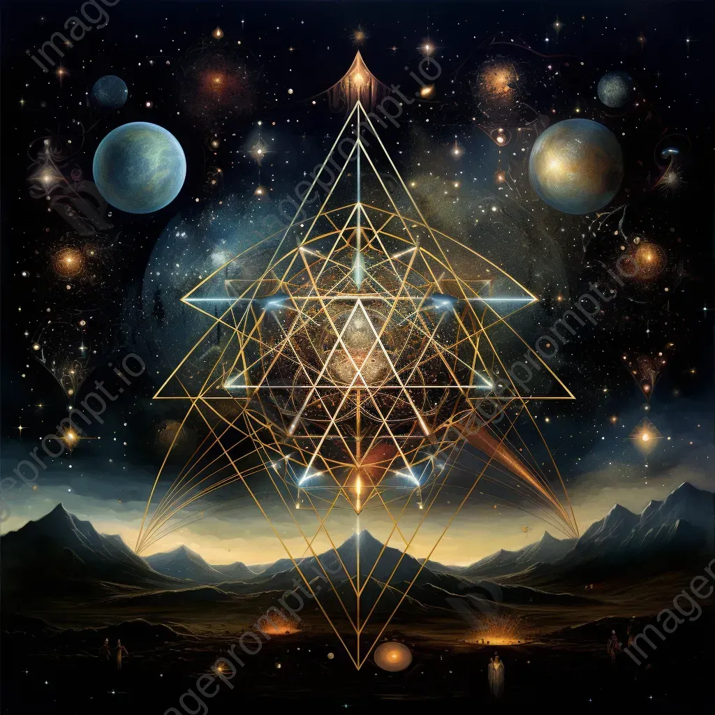 Digital collage of dazzling constellations forming sacred geometry - Image 3