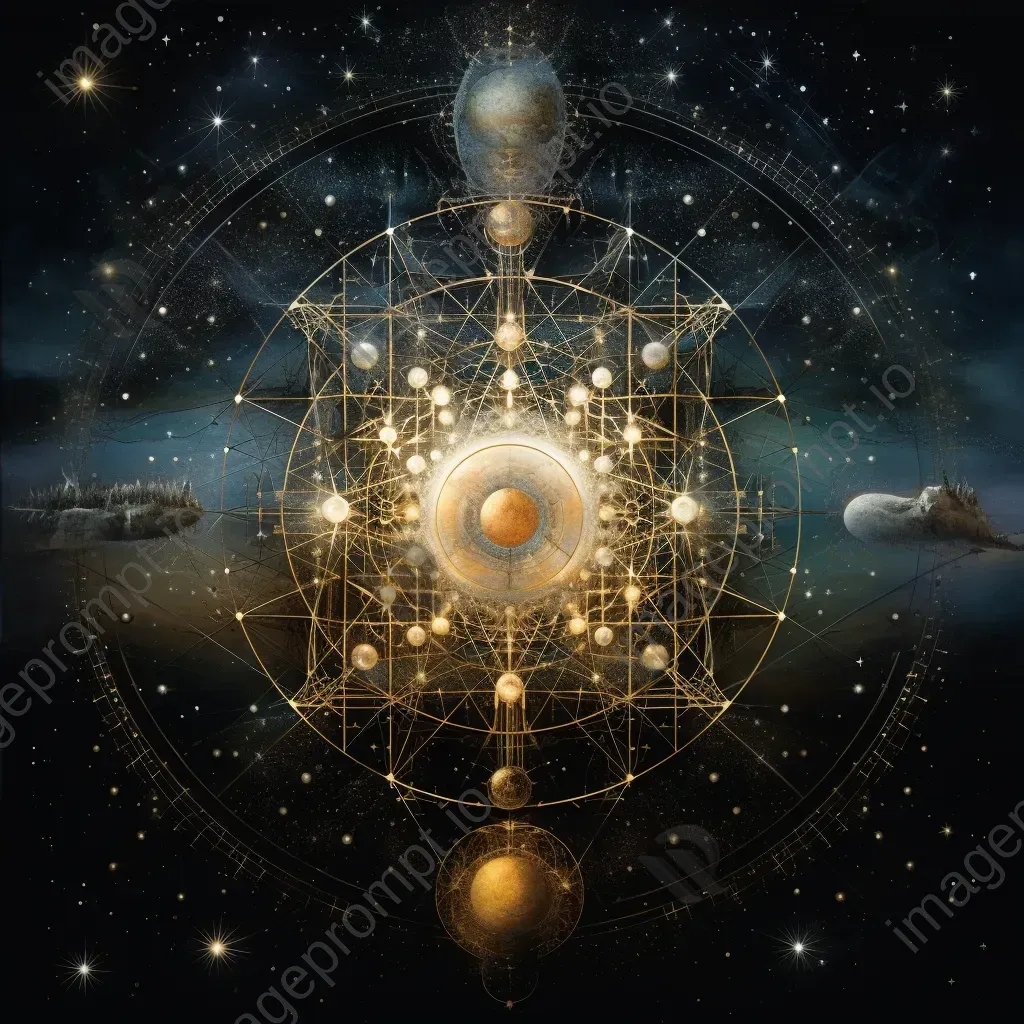 Digital collage of dazzling constellations forming sacred geometry - Image 4