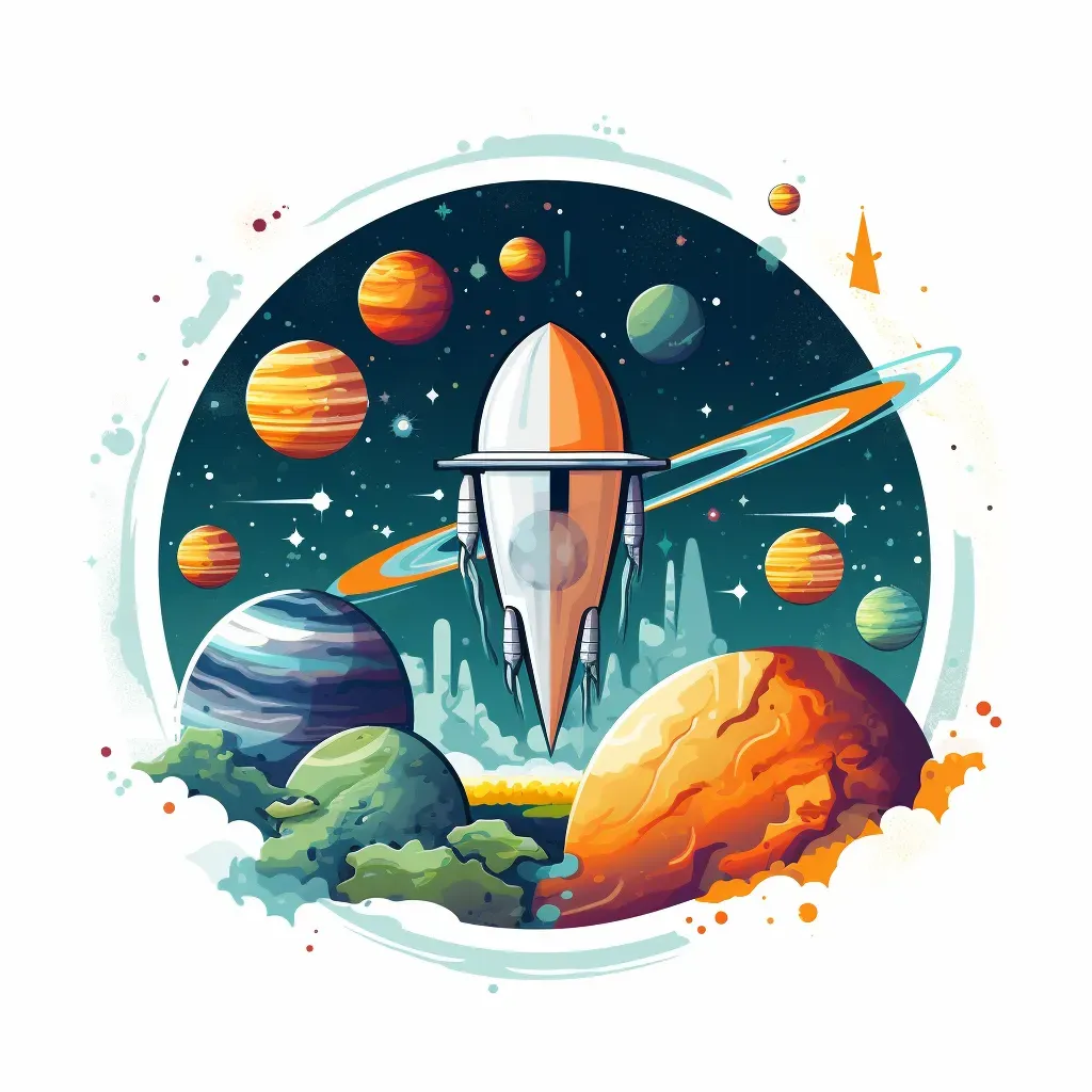 Space adventure logo with rocket ship and planets - Image 3