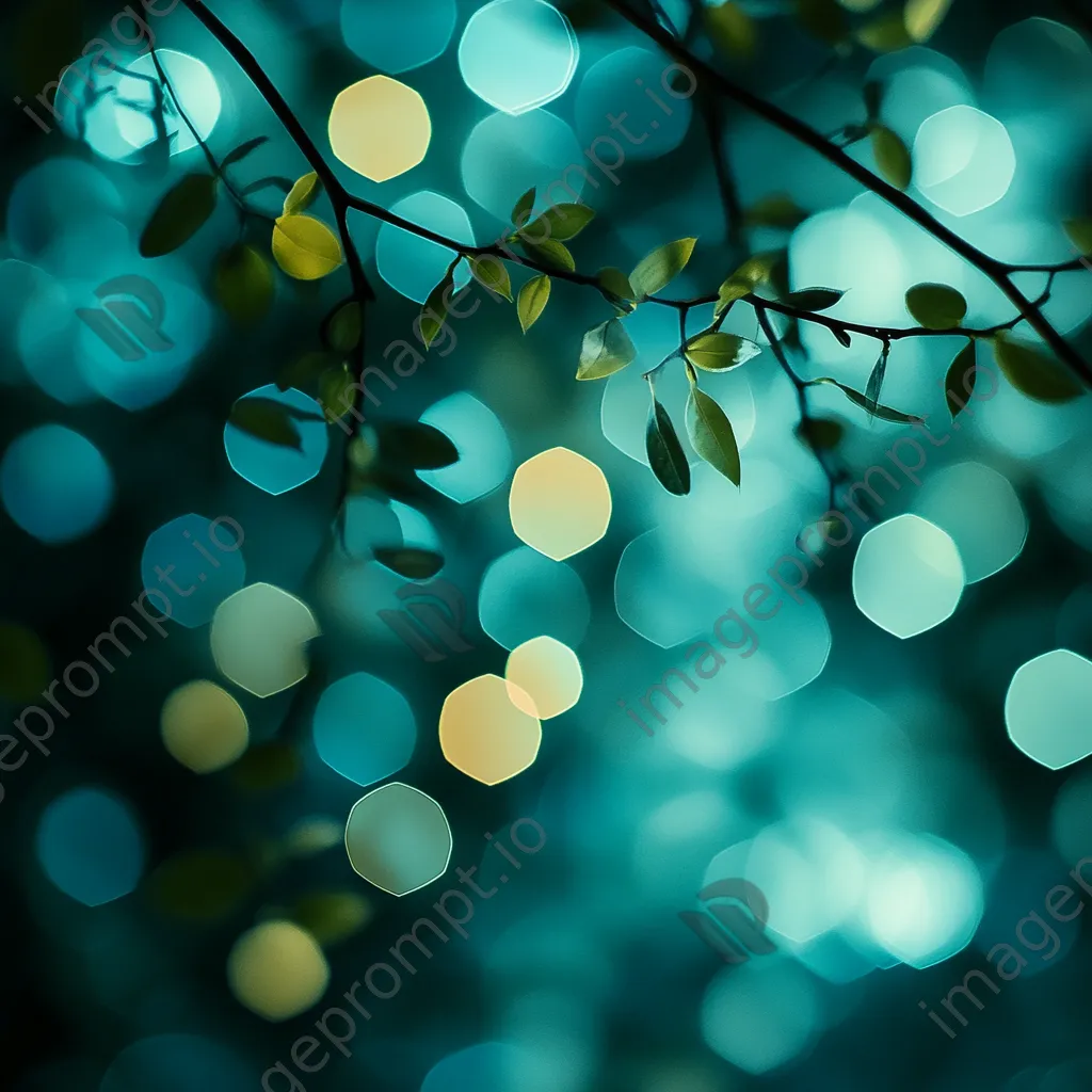 Gradient of turquoise to teal with hexagonal bokeh effects - Image 1