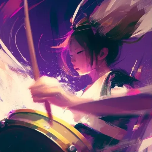 Close-up of a drummer in action with blurred drumsticks - Image 1