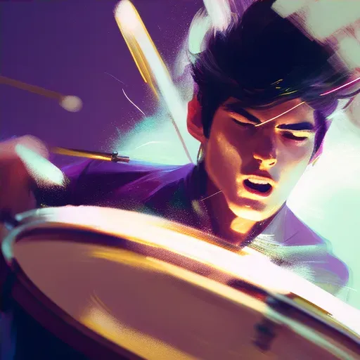 Close-up of a drummer in action with blurred drumsticks - Image 4