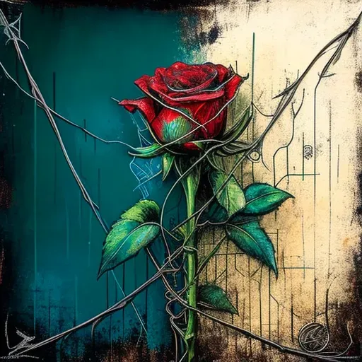 Image of a red rose blooming among thorns, symbolizing love - Image 1