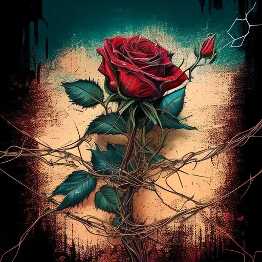 Image of a red rose blooming among thorns, symbolizing love - Image 2