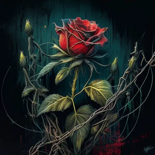 Image of a red rose blooming among thorns, symbolizing love - Image 3