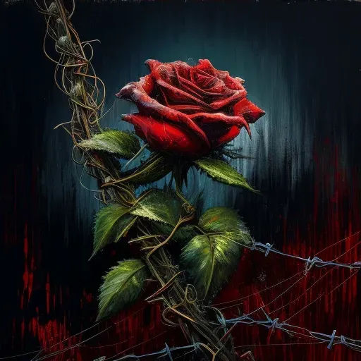 Image of a red rose blooming among thorns, symbolizing love - Image 4