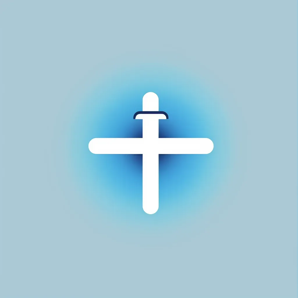 Minimalist and modern cross icon medical device company logo in blue and white colors - Image 1